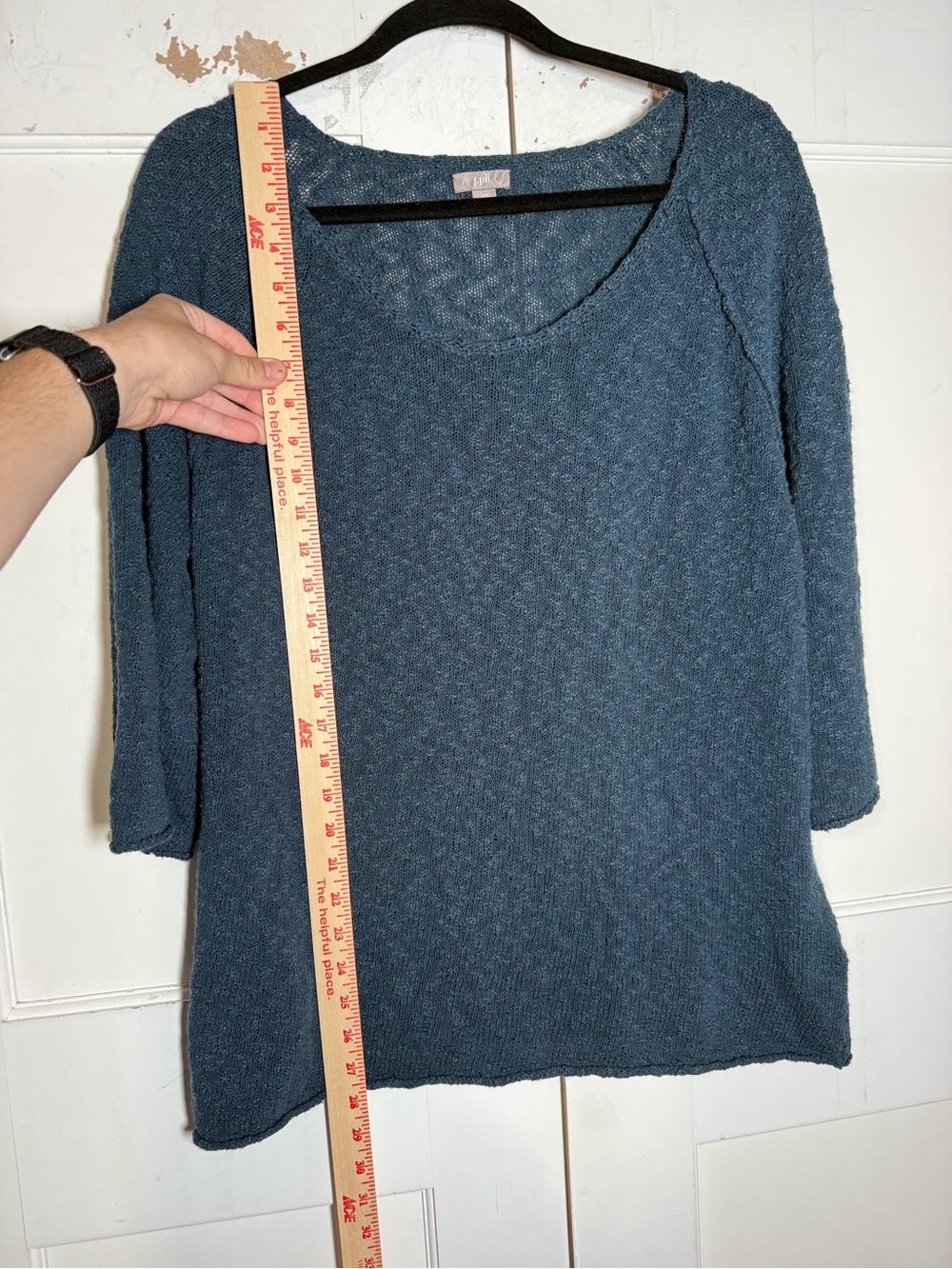 J. Jill Open Knit Sweater Teal Size XL Cotton Scoop Neck Breathable - Picture 3 of 7